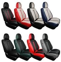 FREESOO Front Seats 2PCS Leather Car Seat Covers, Ultra Breathable Waterproof Seat Covers for Cars Trucks SUV, Carseat Protector Car Seat Cover Fit for Most Vehicles, Black Red Line