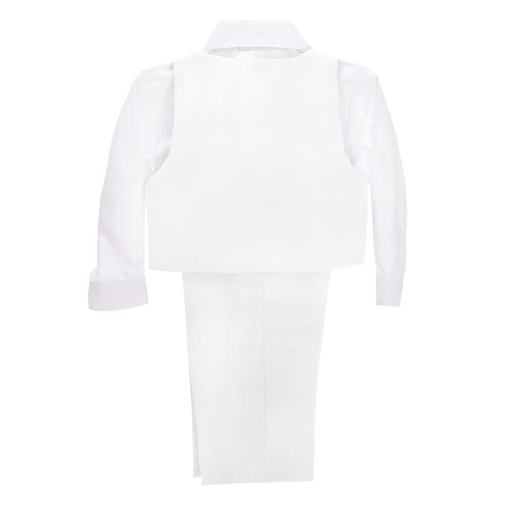 Dressy Daisy Kids Boy' 5 Pcs Set Formal Tuxedo Suits No Tail Wedding Christening Outfits Size 7-8 White, 057