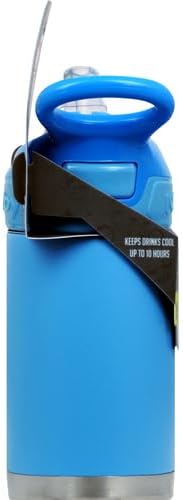 Nuby Thirsty Kids No Spill Flip-It Reflex Stainless Steel Travel Cup or Water Bottle - 10 Oz - 18+ Months - Blue - Back to School Essentials (Pack of 12)