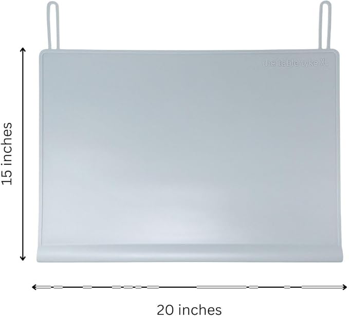 The Table Tyke Table Tyke Placemat XL Silicone Baby Placemat with Teething Edge Bumper - Waterproof Toddler Table Mat for Eating, BPA Free, Dishwasher Safe (Grey)