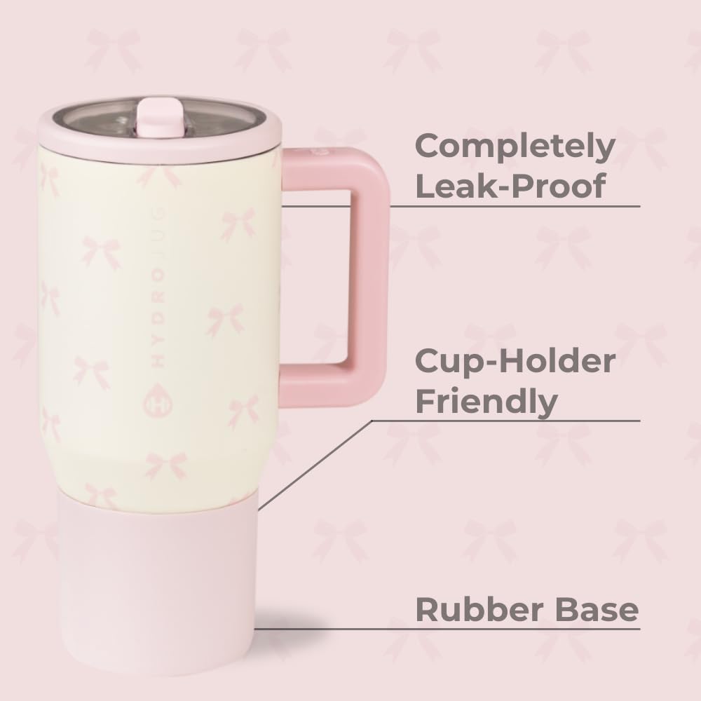 HydroJug Traveler 20oz Kids Insulated Tumbler with Handle, Bows