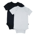 KYTE BABY Unisex Bodysuits, 2-Pack Short Sleeve Baby Bodysuits, 97% Rayon made from Bamboo, 3% Spandex (12-18 Months, Midnight+Storm)