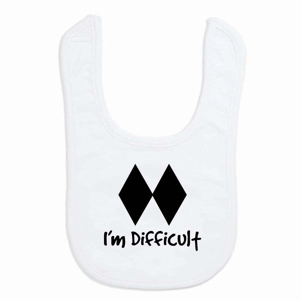 ChalkTalkSPORTS Skiing Baby Bib - I'm Difficult - Velcro Closure