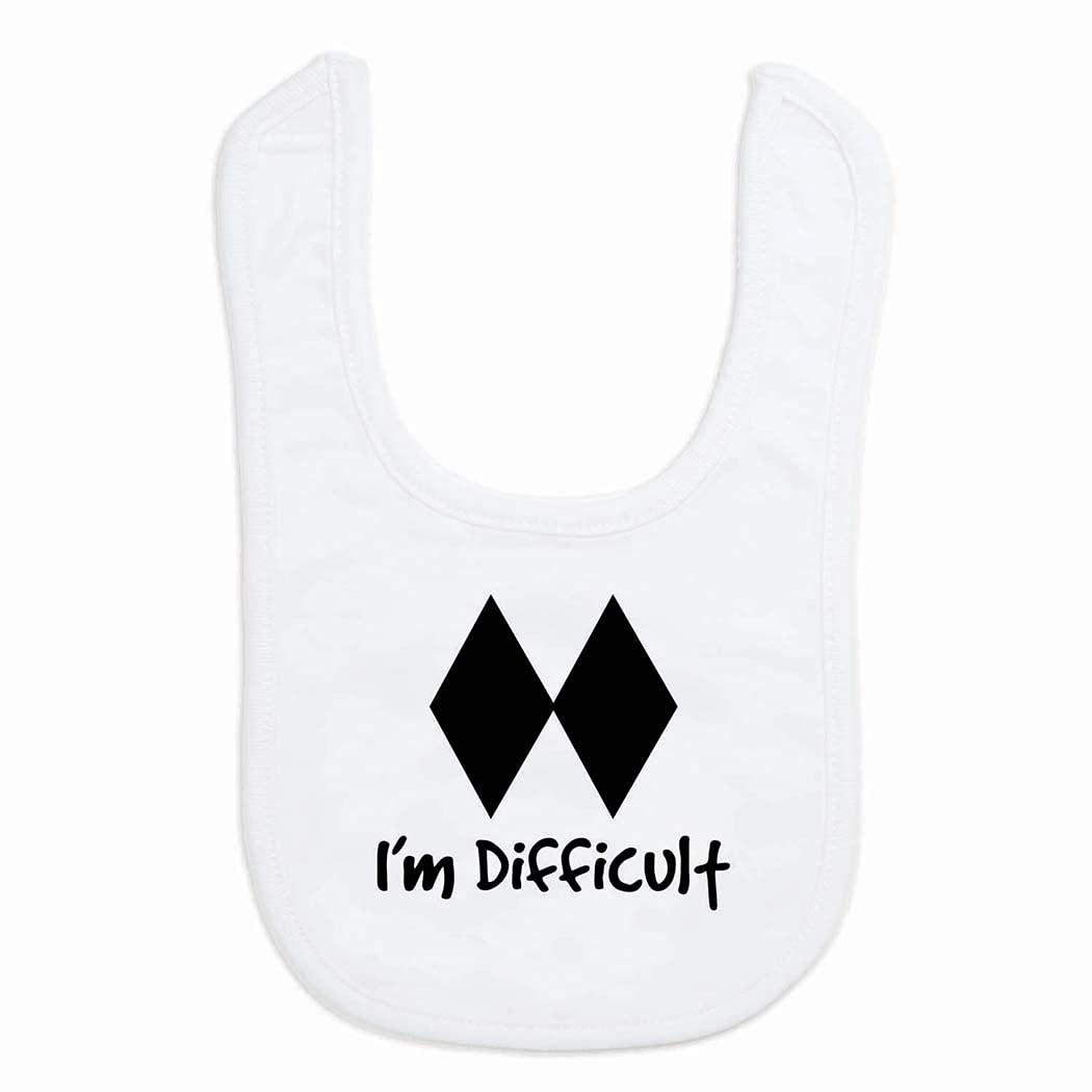 ChalkTalkSPORTS Skiing Baby Bib - I'm Difficult - Velcro Closure