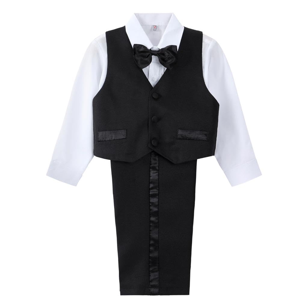Dressy Daisy Baby Boy 5 Pcs Formal Tuxedo Suits, Black, Size 9 Months