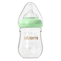 Glass Baby Bottles,Anti Colic Breastfeeding Bottle with Natural Response Nipple Size S,Wide Neck Slow Flow Baby Bottle for Baby,Newborn,Preemie 0-3 0-6 Month,BPA Free (Green, 1 Pack, 5 Ounce)