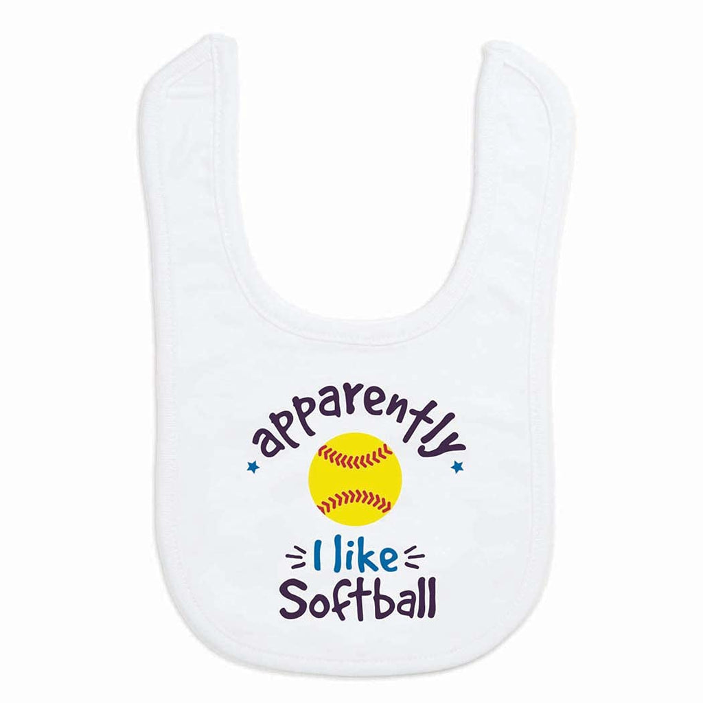 ChalkTalkSPORTS Softball Baby Bib - Apparently I Like Softball