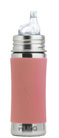 Pura Kid Sippy Bottle - 11oz Stainless Steel, Plastic-Free, MadeSafe, Fast Flow, Rose Sleeve