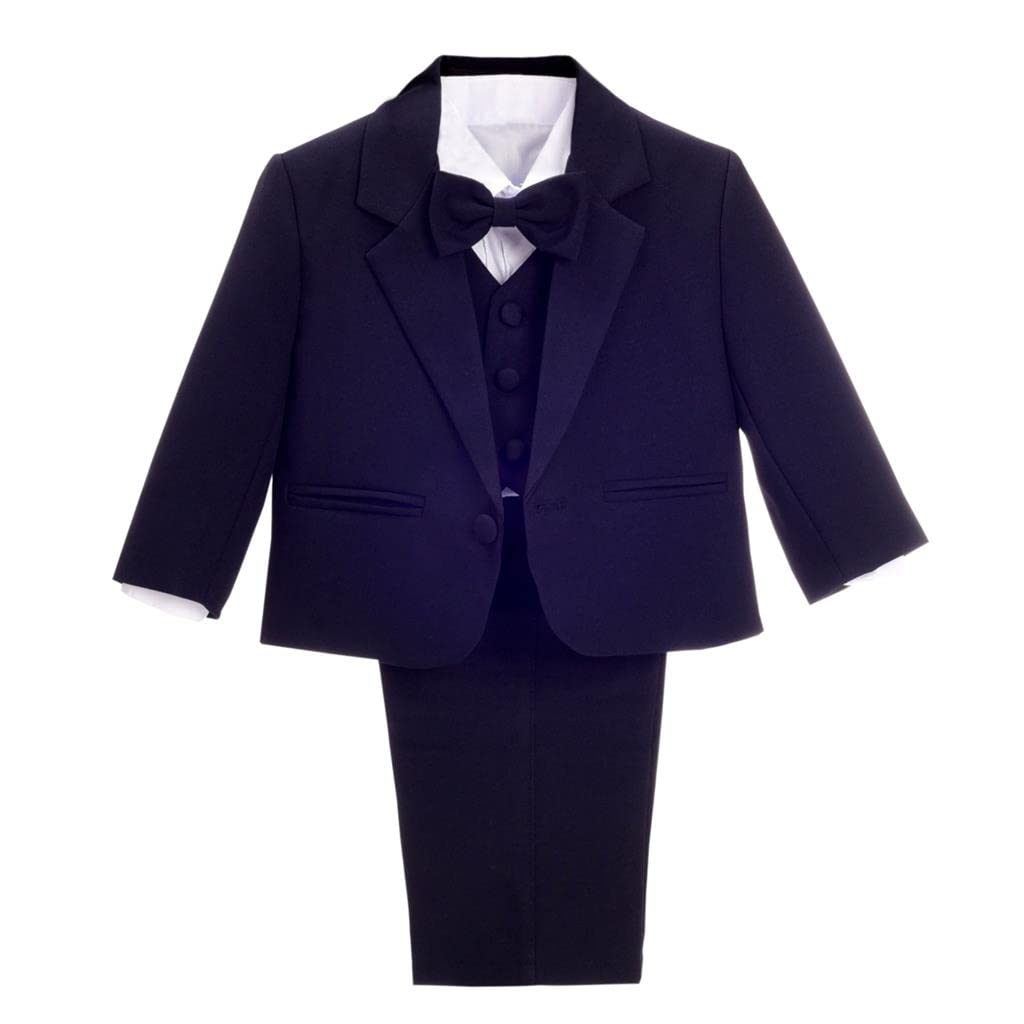 Dressy Daisy Toddler Boy 5 Pcs Formal Tuxedo Suits, Black, Size 4T