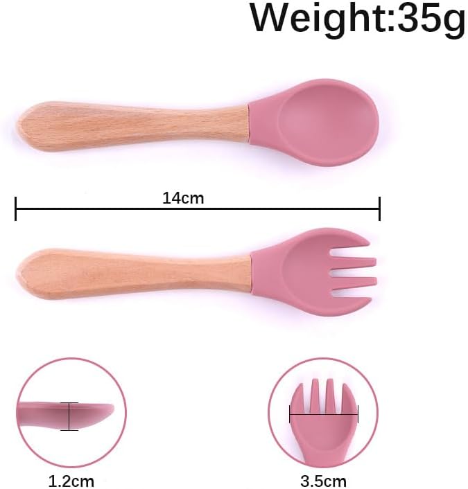Silicone Baby Feeding Set | BPA-FREE |9 PCS Baby Led Weaning Supplies Self Feeding Utensils | Divided Suction Plate Bowl Bib Training Sippy Cup Spoon Fork (Pink)