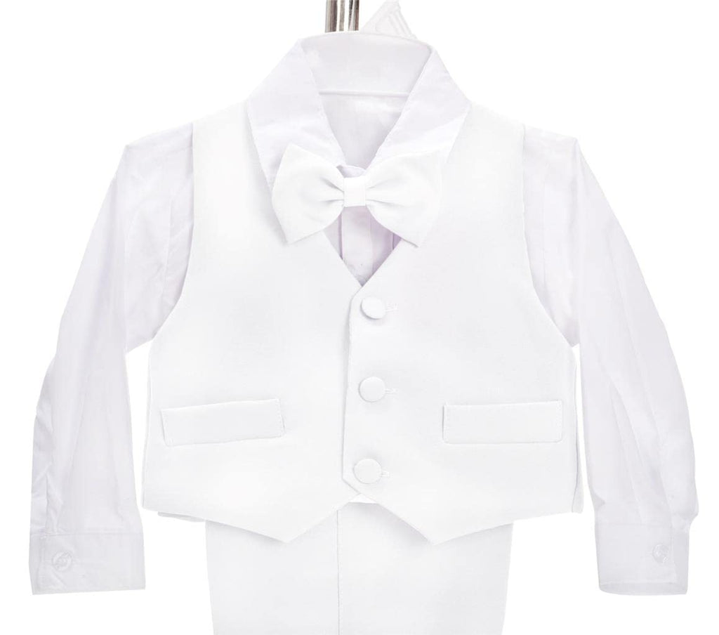 Dressy Daisy Kids Boy' 5 Pcs Set Formal Tuxedo Suits No Tail Wedding Christening Outfits Size 7-8 White, 057