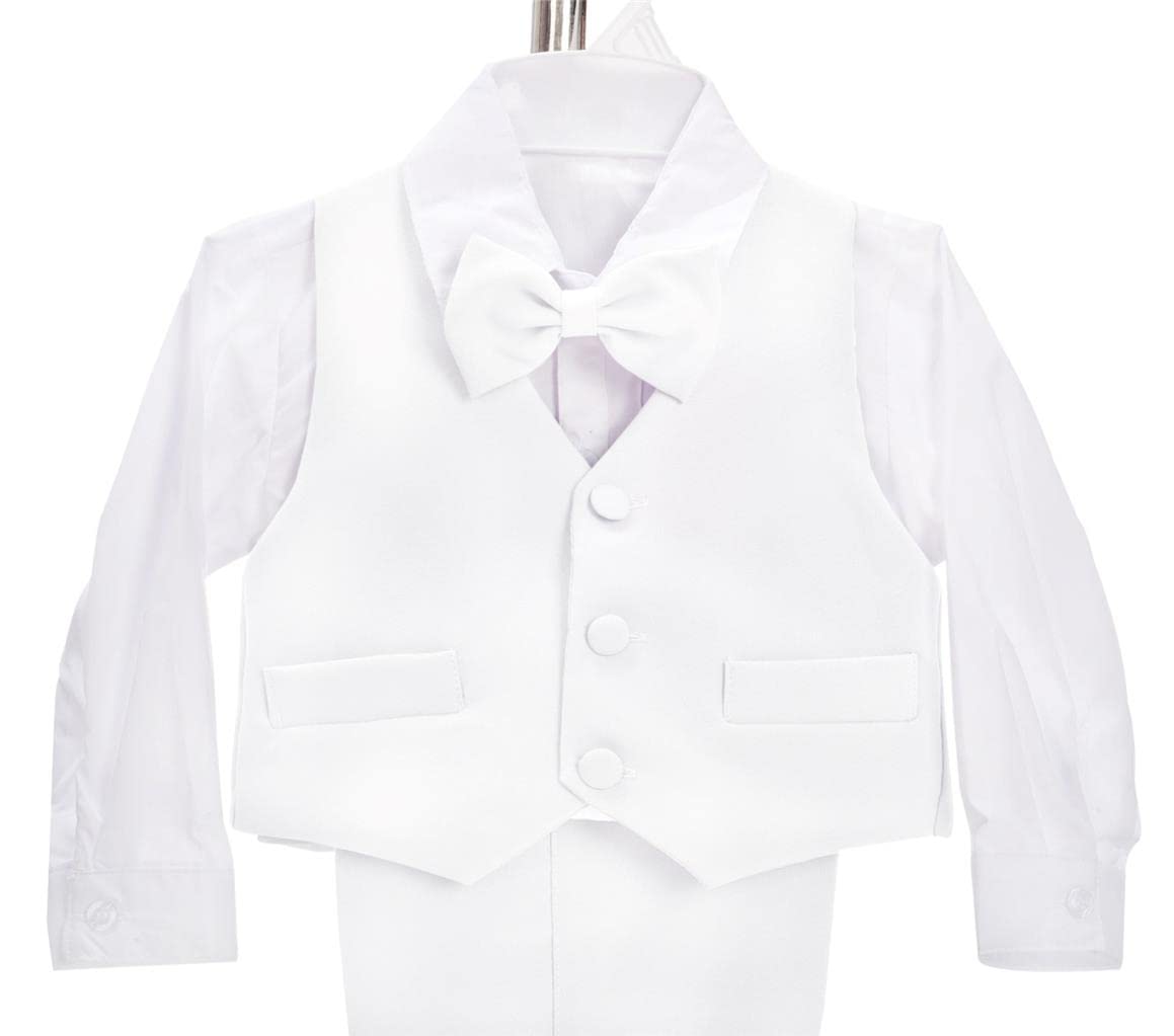 Dressy Daisy Kids Boy' 5 Pcs Set Formal Tuxedo Suits No Tail Wedding Christening Outfits Size 7-8 White, 057
