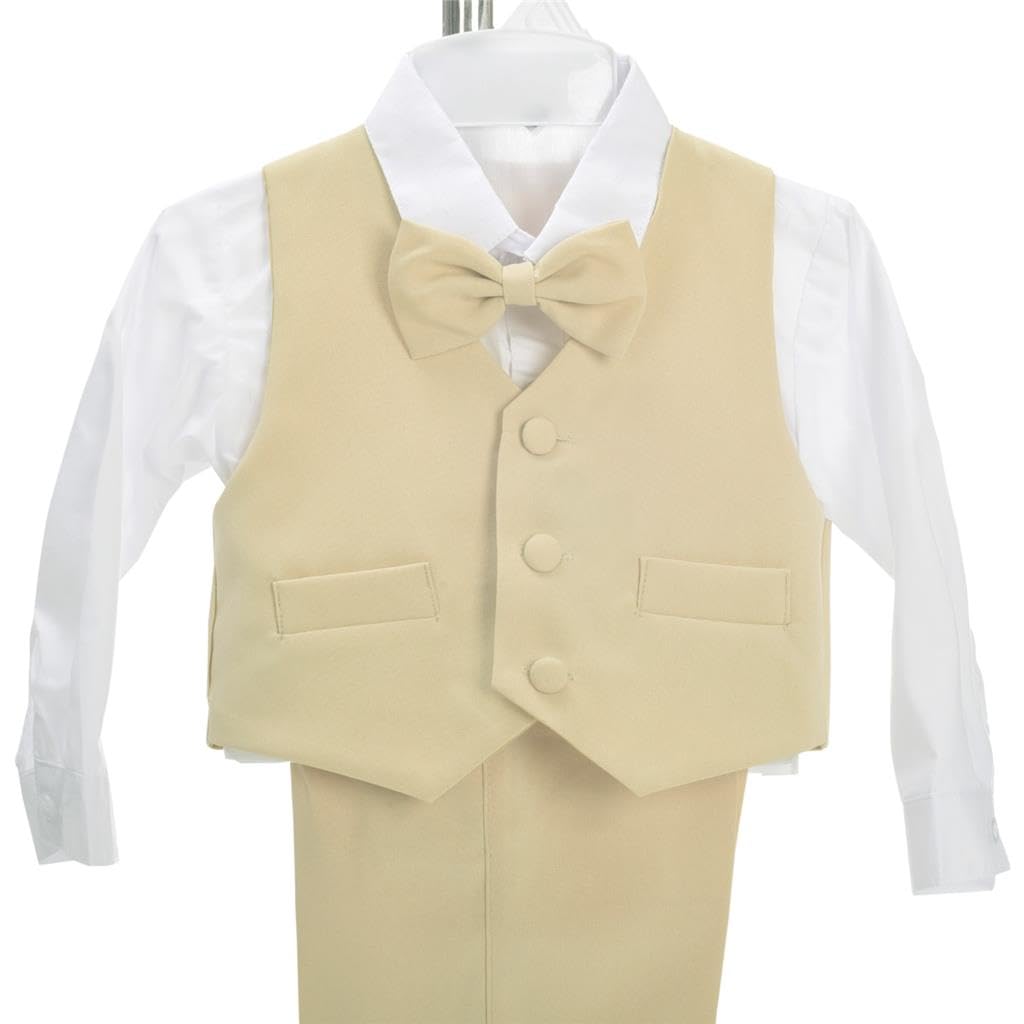 Dressy Daisy Baby Boy 5 Pcs Formal Tuxedo Suits, Khaki, Size 9 Months
