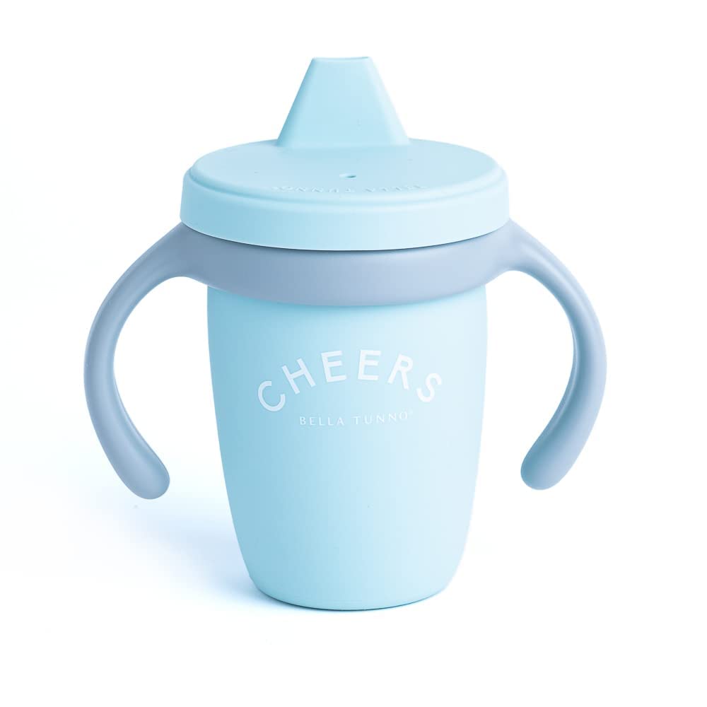Bella Tunno Sippy Cup, Silicone Training Cup with Transition Handles for Infants, Toddlers & Kids, Babies 6-12 Months & Toddlers 1-3 Years, Boys & Girls, Cheers, 8 oz