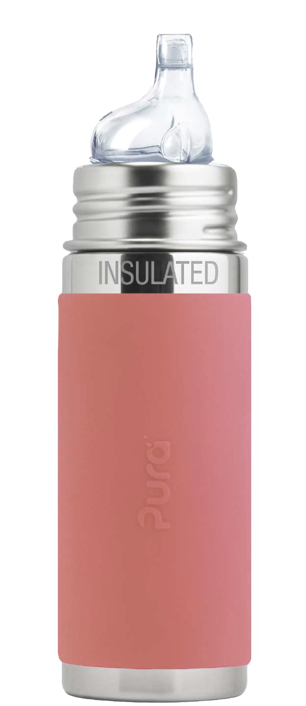 Pura Baby & Toddler 9oz Stainless Steel Sippy Bottle - Plastic-Free, Fast Flow Rose