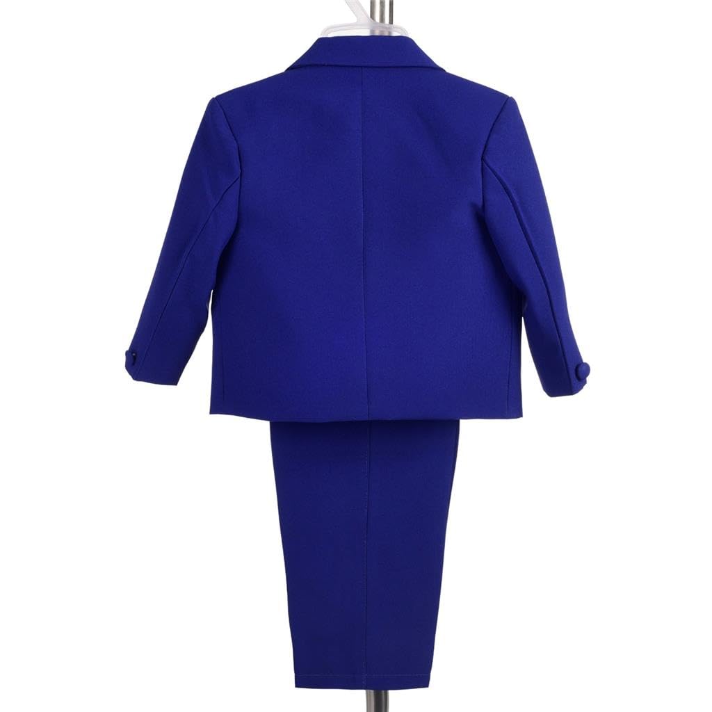 Dressy Daisy Little Boy 5 Pcs Formal Tuxedo Suits, Royal Blue, Size 6-7