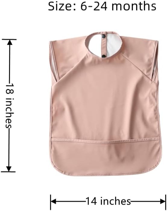GZMM Waterproof Baby Bibs,Infant Toddler Extra Cover Feeding Bib With Food Catcher,Easy Clean & Washable
