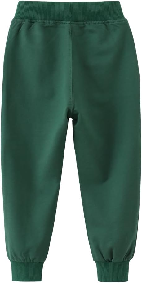 HUAER& Baby Boy's Jogger Pants Dinosaur Car Animal Print Drawstring Elastic Sweatpants 2-Pack