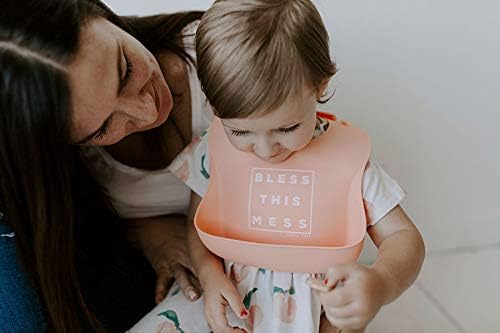 Simka Rose Silicone Baby Bibs with Food Catcher - Adjustable Soft Catch All Bib for Boys & Girls - High Chair Dining Table