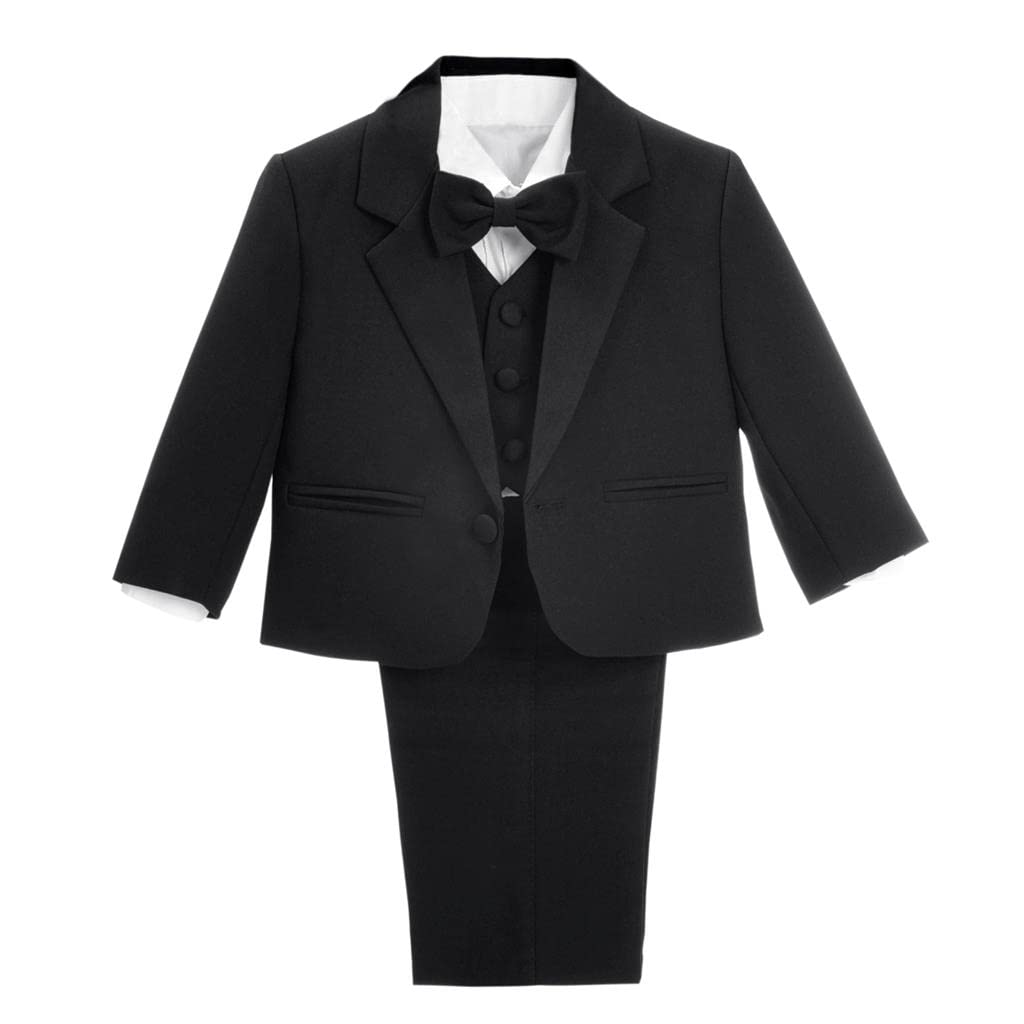 Dressy Daisy Baby Boy 5 Pcs Formal Tuxedo Suits, White, Size 12 Months