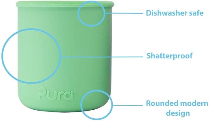 Pura my-my Silicone Straw Cup | Spill Proof, Reusable, Food Grade Silicone, Plastic-Free | For Kids, Toddlers, Babies & Infants - (Mint)
