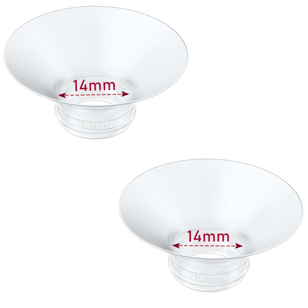 IVARONAL Flange Insert 2PCS 14mm Compatible with Momcozy M9/M6/M5/S12 Pro/V1 Pro/V2 pro, Spectra/Medela/Elvie/NCVI/TSRETE/eufy/Lansinoh/Paruu/MomMed Breast Pump 24mm Shields/Flanges (2pcs-14mm)