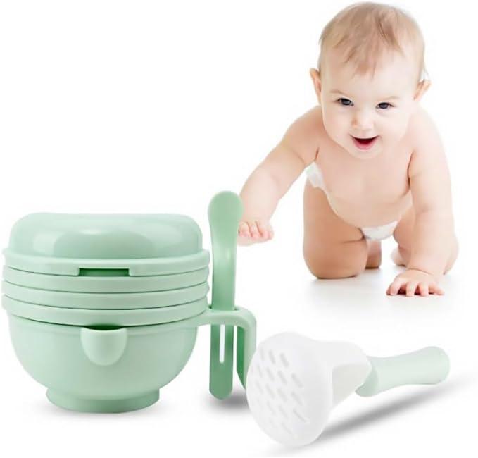 Baby Food Grinder, 8 in 1 Baby Food Mill with Mash Bowl, Hand Masher, Citrus Juicer & Grater, Portable Food Masher Maker for Baby Food