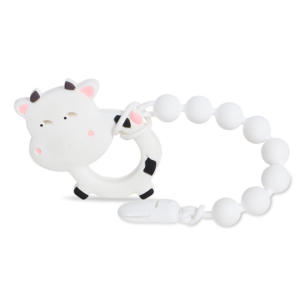 Baby Food Grade Silicone Bubble Tea Cup Teething Toys with Pacifier Clip
