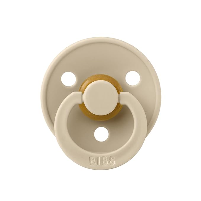 BIBS Pacifiers Colour Collection | Natural Rubber Baby Pacifier | Set of 2 BPA-Free Soothers | Made in Denmark | 6+ Months (Pack of 2) | Vanilla/Cloud