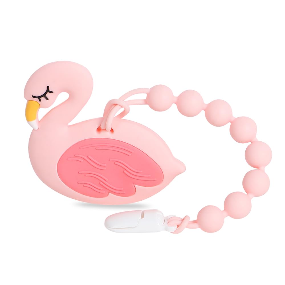 Baby Food Grade Silicone Bubble Tea Cup Teething Toys with Pacifier Clip