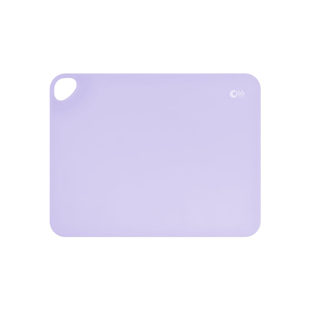 Olababy Fold N Go Silicone Placemat w Travel Case | Dishwasher Safe, BPA Free, Non-Slip, Waterproof | Mini Dining Mat for Infants, Babies, Toddlers and Kids (1, Lilac)