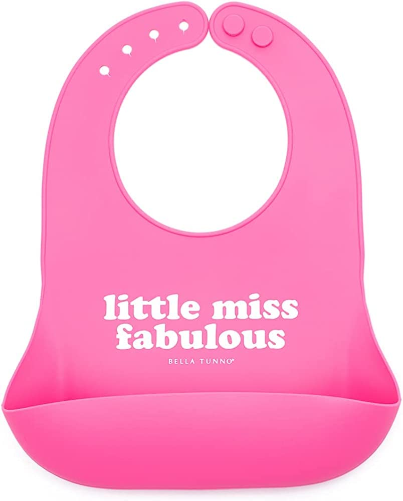 Bella Tunno Wonder Bib - Adjustable Silicone Baby Bibs for Girls, Durable and Waterproof BPA Free Silicone, Little Miss Fabulous