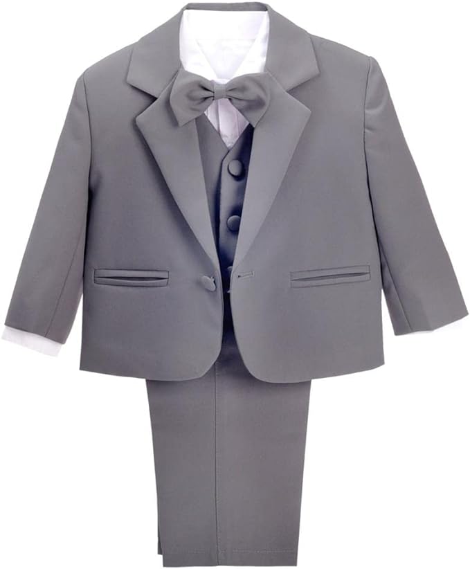 Dressy Daisy Baby Toddler Boy 5 Pcs Set Formal Tuxedo Suits No Tail Wedding Christening Baptism Outfits