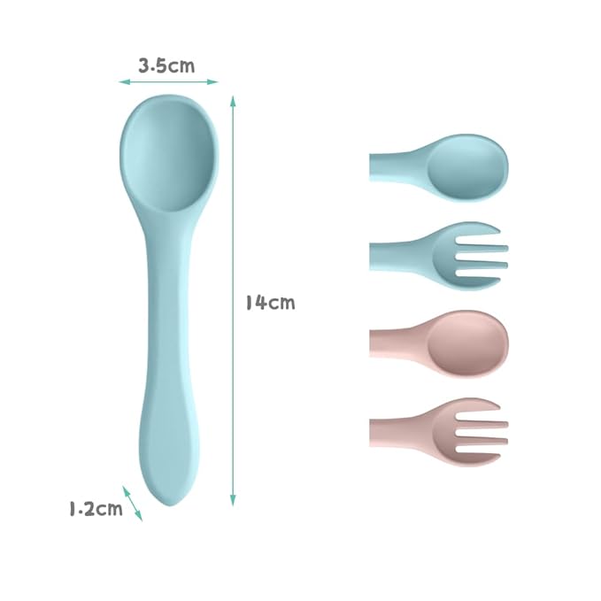 Vicloon Silicone Baby Feeding Spoons, 4PCS First Stage Feeding Spoons for Infants, Baby Led Weaning Feeding Supplies Training Spoon, Toddler Utensils, Ultra-Durable & Chewproof, Dishwasher Safe
