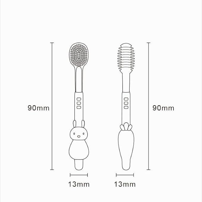Baby Tooth Brush, Infant Toothbrush 6 to 12 Months, Silicone Toothbrush, Newborn Tongue Cleaner, Amber
