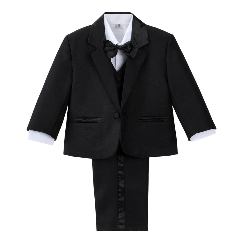 Dressy Daisy Baby Boy 5 Pcs Formal Tuxedo Suits, Black, Size 9 Months