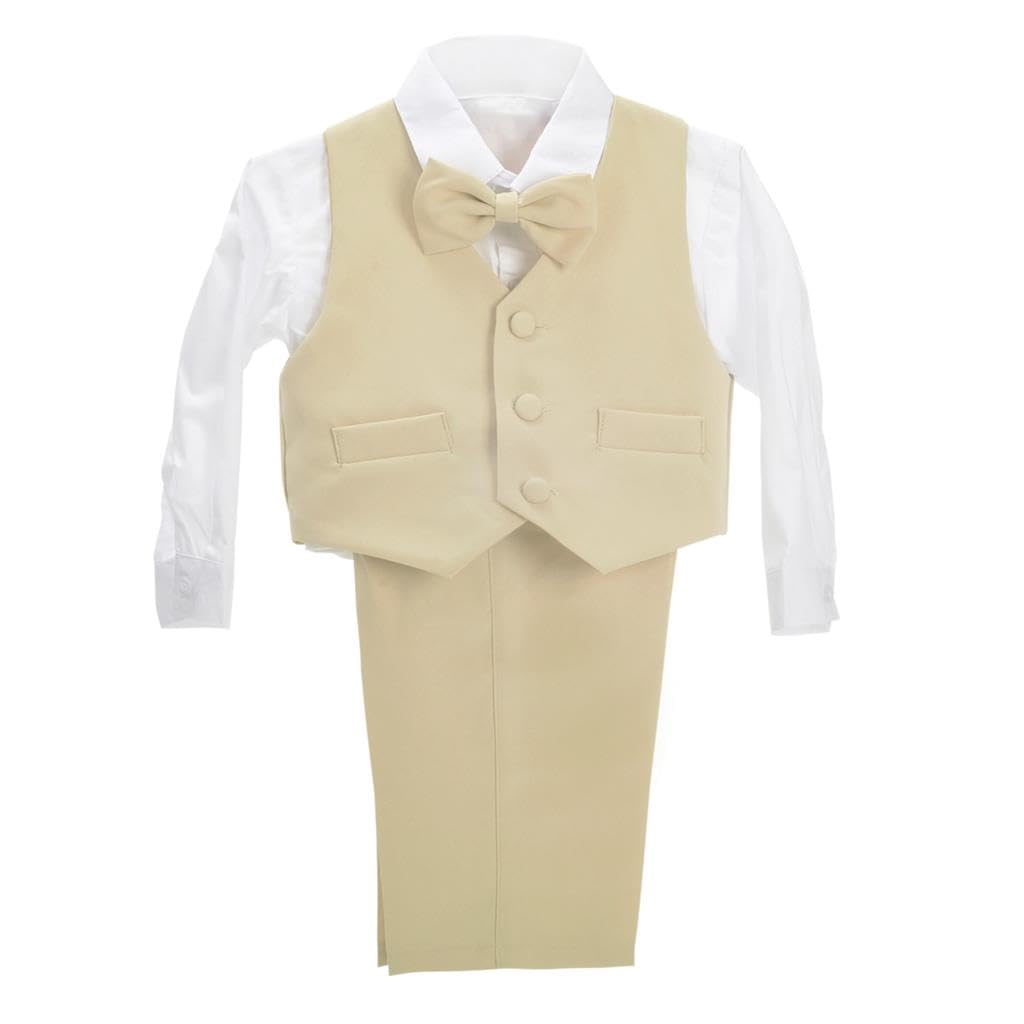 Dressy Daisy Baby Boy 5 Pcs Formal Tuxedo Suits, Khaki, Size 9 Months