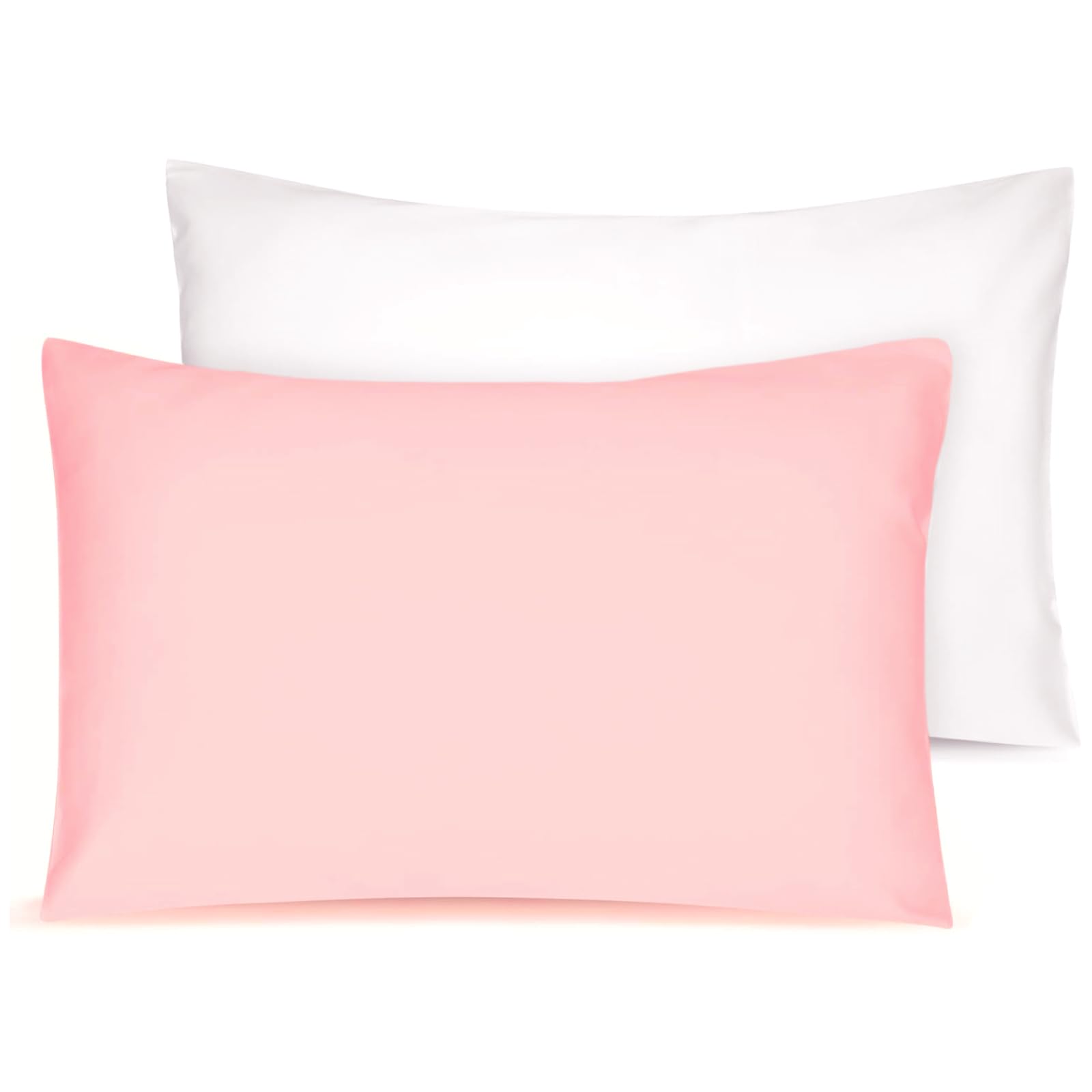 Soft Organic Cotton Toddler Pillowcases 14 X 20 Inches, Fit 13 X 18, 14 X 19 Pillows, Smooth Pearl Cotton Baby Pillowcases with Envelope Closure, Pink and Ivory, Set of 2