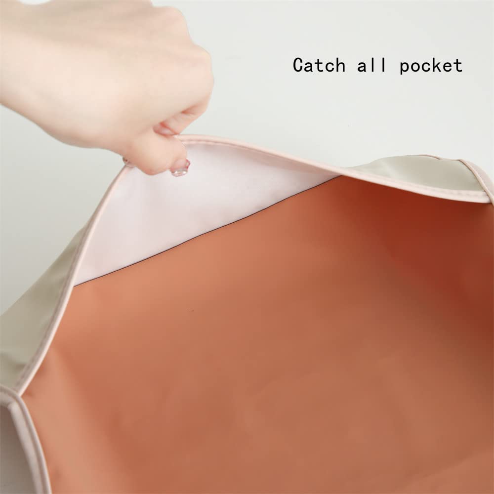 GZMM Waterproof Baby Bibs,Infant Toddler Long Sleeve Feeding Bib With Food Catcher,Wipe Clean & Washable