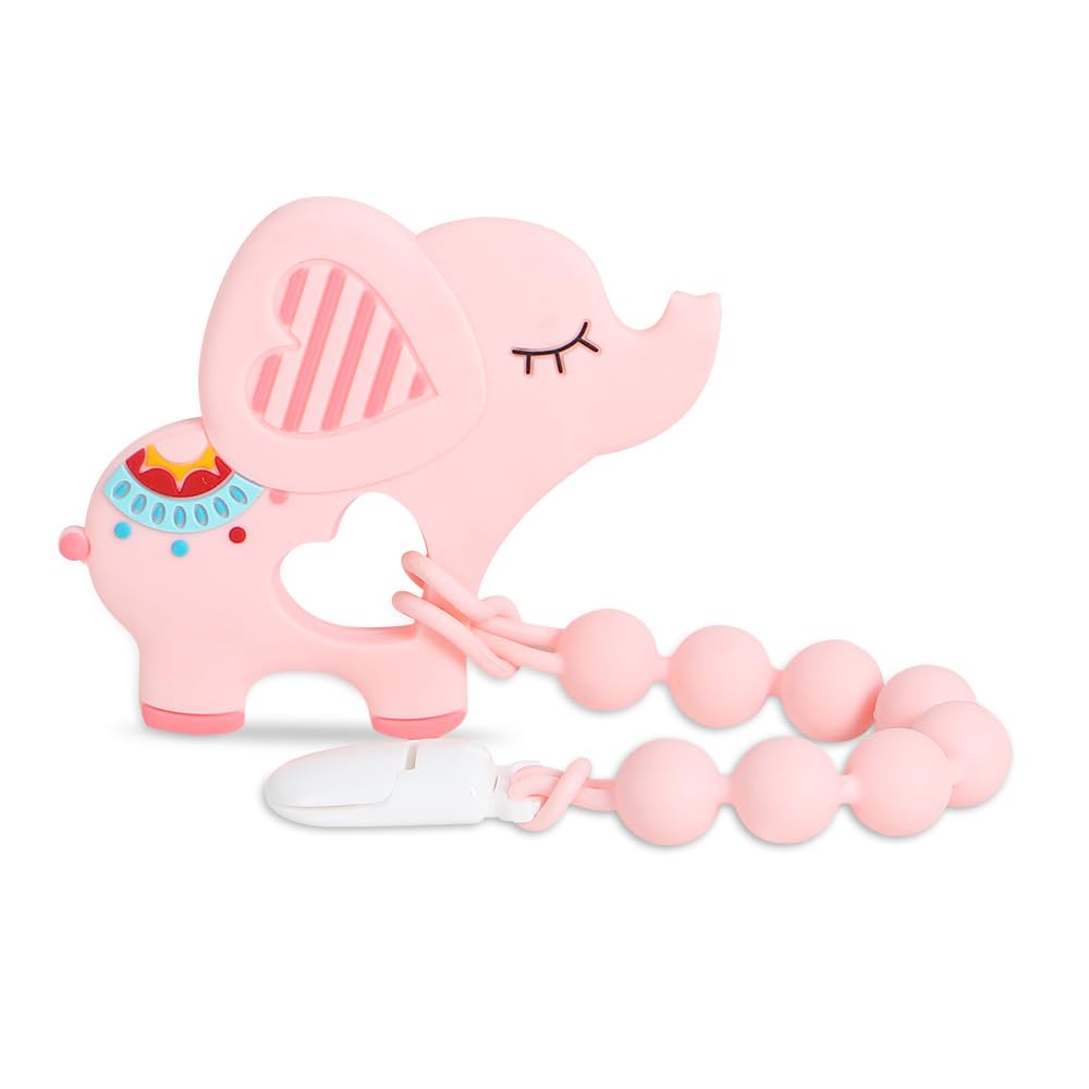 Baby Food Grade Silicone Bubble Tea Cup Teething Toys with Pacifier Clip