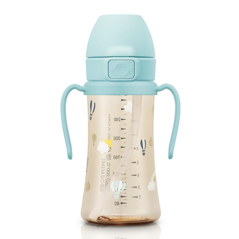 GROSMIMI PPSU Baby Straw Cup Stage 2, 12M+, Spill-Proof, 10oz (Unicorn)