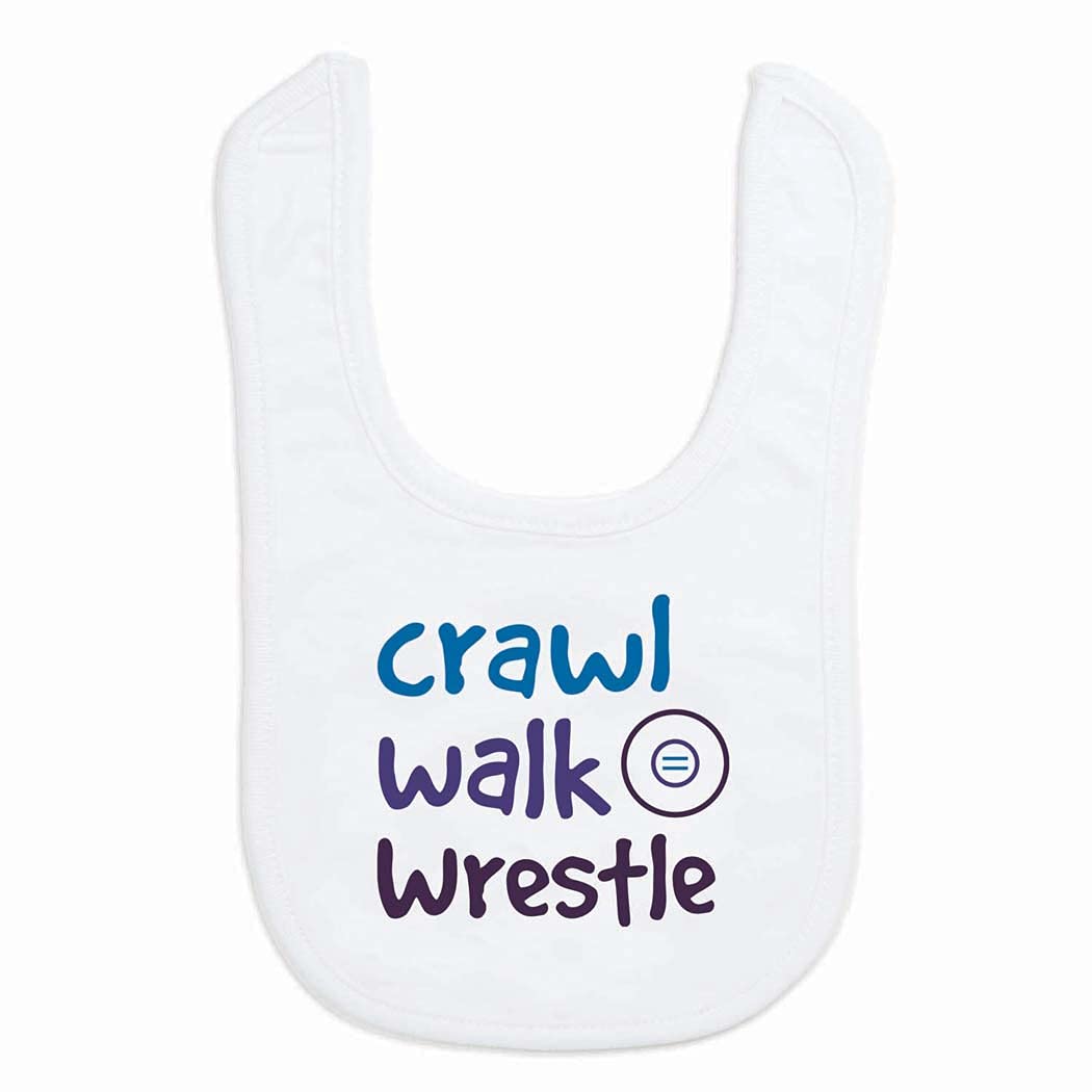ChalkTalkSPORTS Wrestling Baby Bib - Crawl Walk Wrestle - Velcro Closure