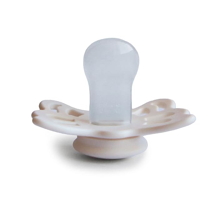 FRIGG Butterfly Anatomical SilkySoft Silicone Baby Pacifier | Made in Denmark | BPA-Free (Cream/Blush, 0-6 Months)