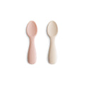 mushie Silicone Toddler Starter Spoons | 2 Pack (Blush/Shifting Sand)
