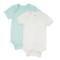 KYTE BABY Unisex Bodysuits, 2-Pack Short Sleeve Baby Bodysuits, 97% Rayon made from Bamboo, 3% Spandex (12-18 Months, Sage+Oat)