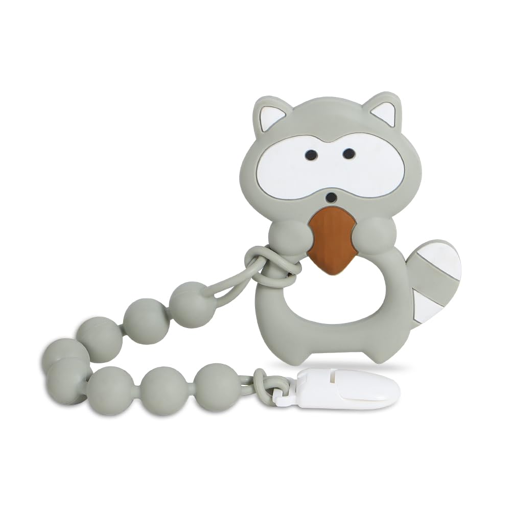 Baby Food Grade Silicone Bubble Tea Cup Teething Toys with Pacifier Clip