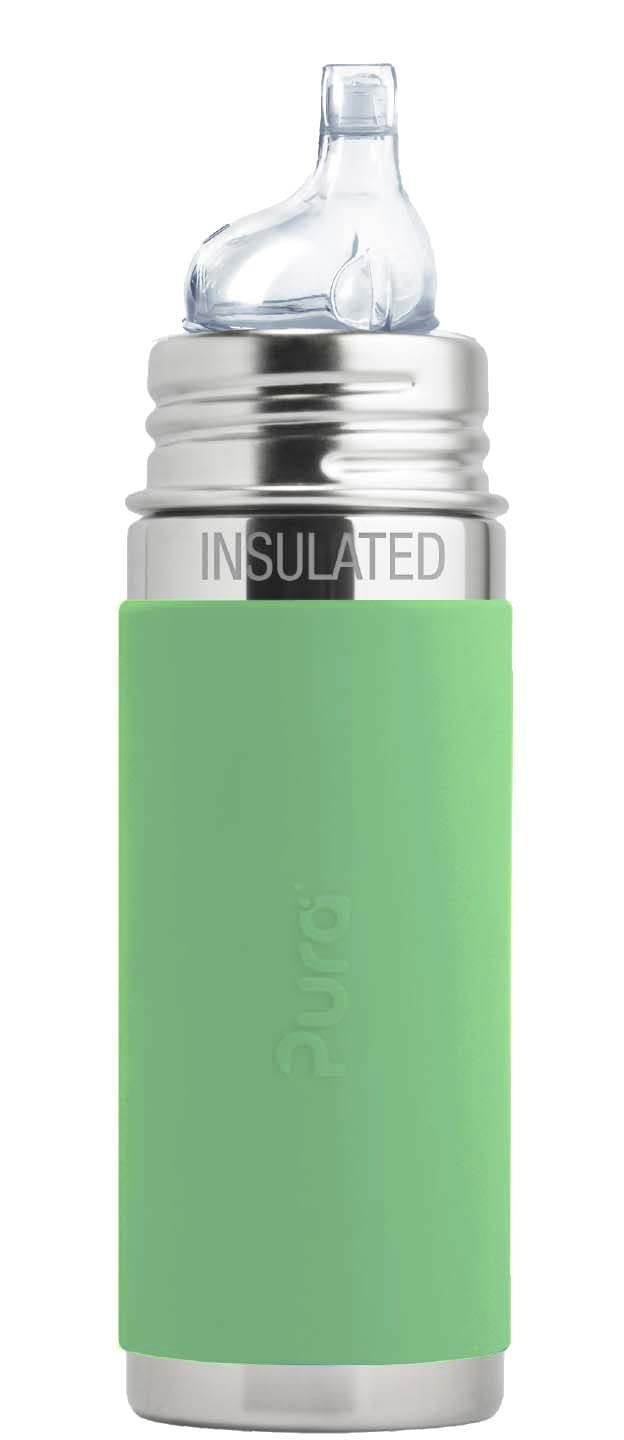 Pura 6+ Months 9 oz Stainless Steel Sippy Bottle - Plastic-Free, Fast Flow, Moss