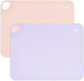 Olababy Fold N Go Silicone Placemat w Travel Case | Dishwasher Safe, BPA Free, Non-Slip, Waterproof | Mini Dining Mat for Infants, Babies, Toddlers and Kids (2, Coral/Lilac)
