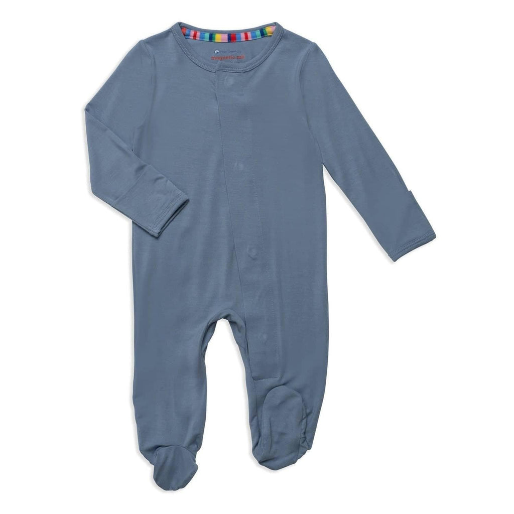 Magnetic Me Boys Modal Magnetic Baby Footie Pajamas | Silky Soft Modal Fabric | Winter Sky | 3-6 Months