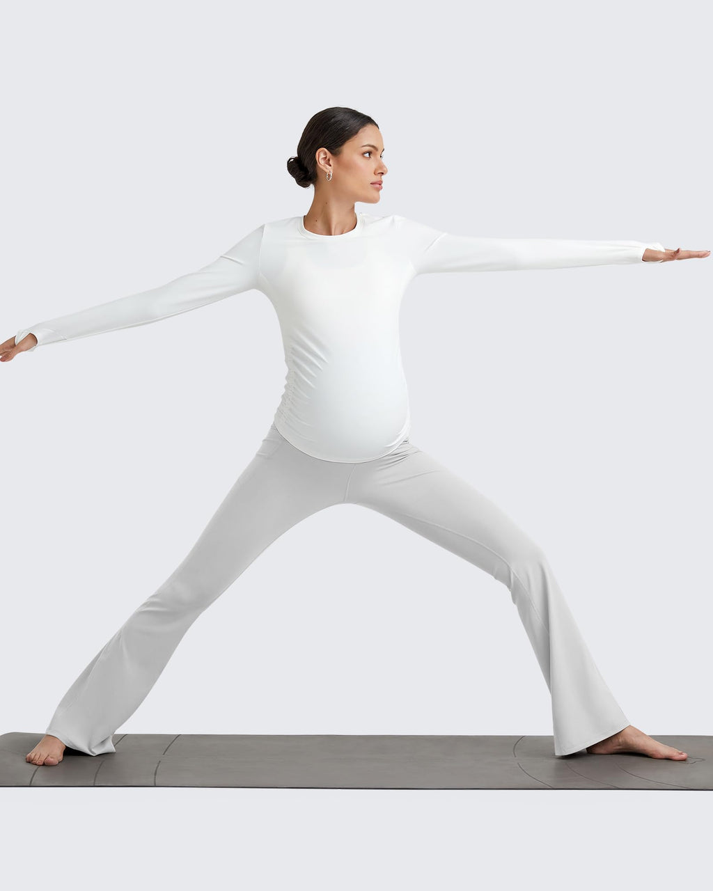 G4Free Maternity Clothes Pregnancy Flare Legging for Yoga,Light Gray,M,Tall